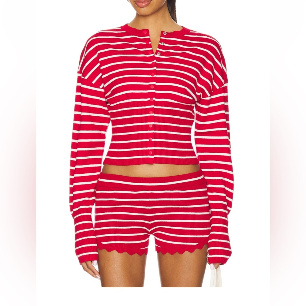 Lioness Red and White Striped Cardigan